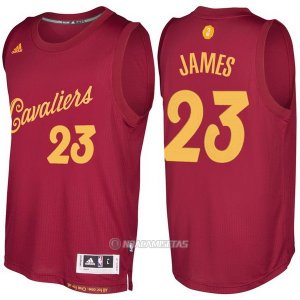 Camiseta Autentico Navidad Cleveland Cavaliers James #23 2016-17 Rojo