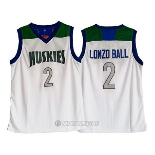 Camiseta Escuela Secundaria Huskies Lonzo Ball #2 Blanco