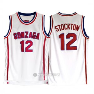 Camiseta NCAA Gonzaga University Stockton #12 Blanco