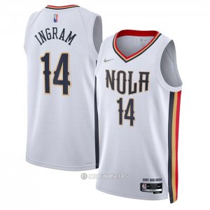 Camiseta New Orleans Pelicans Brandon Ingram #14 Ciudad 2021-22 Blanco