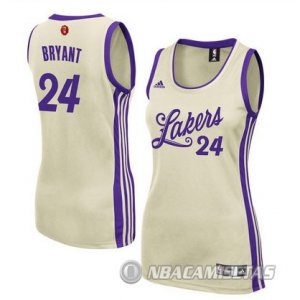 Camiseta Mujer de Bryant Navidad Los Angeles Lakers #24 Blanco
