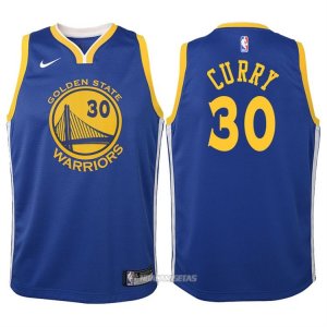 Camiseta Autentico Nino Golden State Warriors Curry #30 2017-18 Azul