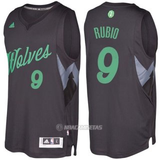 Camiseta Navidad Minnesota Timberwolves Ricky Rubio #9 Negro