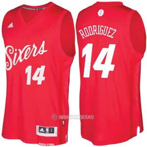Camiseta Navidad Philadelphia 76ers Sergio Rodriguez #14 Rojo