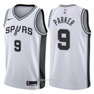 Camiseta Autentico San Antonio Spurs Parker #9 2017-18 Blanco