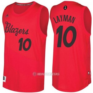 Camiseta Navidad Portland Rail Blazers Jake Layman #10 Rojo
