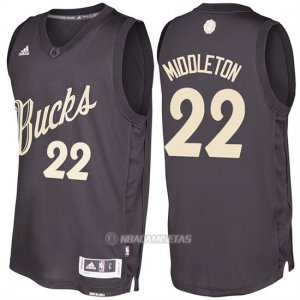 Camiseta Navidad Milwaukee Bucks Khris Middleton #22 Negro