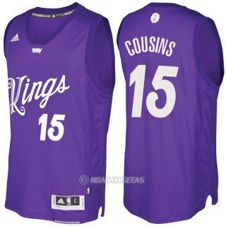 Camiseta Navidad Sacramento Kings Demarcus Cousins #15 Purpura