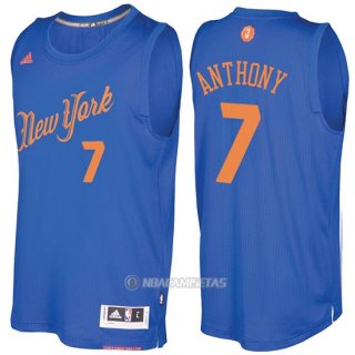 Camiseta Navidad New York Knicks Carmelo Anthony #7 Azul