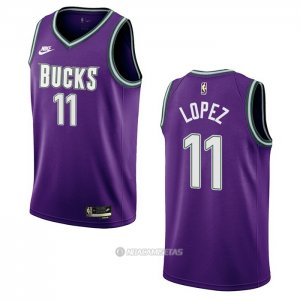 Camiseta Milwaukee Bucks Brook Lopez #11 Classic 2022-23 Violeta