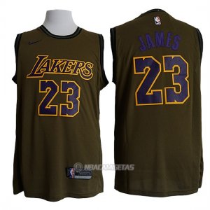 Camiseta Los Angeles Lakers Lebron James #23 Nike Verde