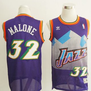 Camiseta retro de Malone Utah Jazz #32 Purpura