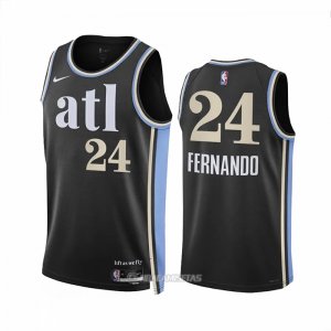 Camiseta Atlanta Hawks Bruno Fernando #24 Ciudad 2023-24 Negro