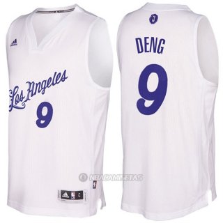 Camiseta Navidad Los Angeles Lakers Luol Deng #9 Blanco