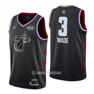 Camiseta All Star 2019 Miami Heat Dwyane Wade #3 Negro