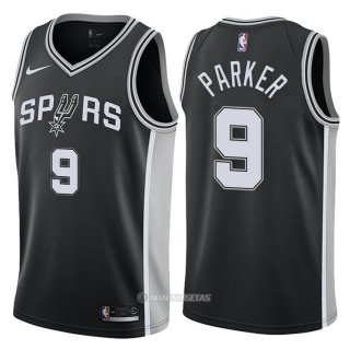 Camiseta Autentico San Antonio Spurs Parker #9 2017-18 Negro