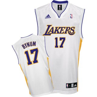 Camiseta Los Angeles Lakers Bynum #17 Blanco