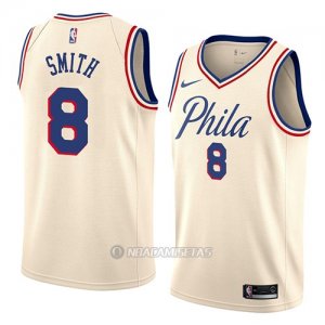 Camiseta Philadelphia 76ers Zhaire Smith #8 Ciudad 2018 Crema