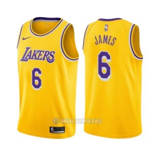 Camiseta Los Angeles Lakers LeBron James #6 Icon 2019 Amarillo