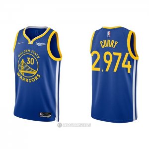 Camiseta Golden State Warriors Stephen Curry 2974th 3 Points Blanco