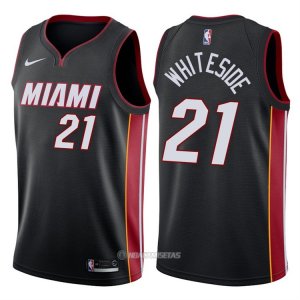 Camiseta Autentico Miami Heat Whiteside #21 2017-18 Negro