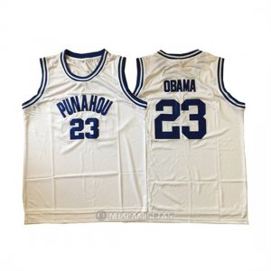 Camiseta NCAA Punahou Obama #23 Blanco