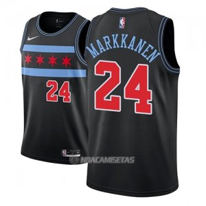 Camiseta Chicago Bulls Lauri Markkanen #24 Ciudad 2018-19 Negro