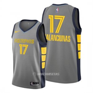 Camiseta Memphis Grizzlies Jonas Valanciunas #17 Ciudad Gris