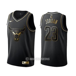 Camiseta Golden Edition Chicago Bulls Michael Jordan #23 Negro