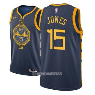 Camiseta Golden State Warriors Damian Jones #15 Ciudad 2018-19 Azul