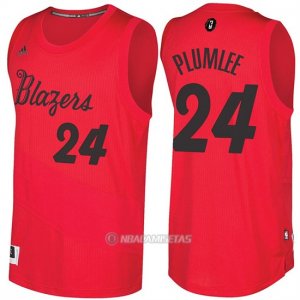 Camiseta Navidad Portland Rail Blazers Mason Plumlee #24 Rojo
