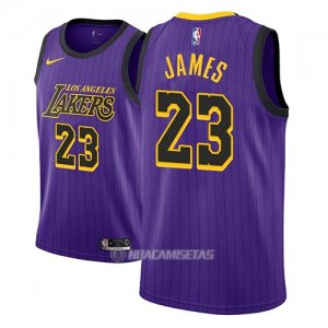 Camiseta Los Angeles Lakers Lebron James #23 Ciudad 2018 Violeta