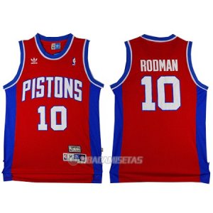 Camiseta Detroit Pistons Rodman #10 Rojo