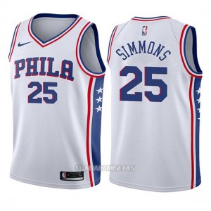 Camiseta Nino Philadelphia 76ers Ben Simmons Association #25 2017-18 Blanco