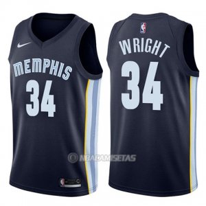 Camiseta Memphis Grizzlies Brandan Wright #34 Icon 2017-18 Azul