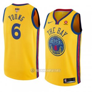 Camiseta Golden State Warriors Nick Young #6 Ciudad 2017-18 Oro