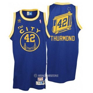 Camiseta Retro City Bus Golden State Warriors Thurmond #42 Azul
