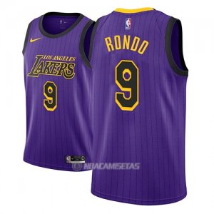 Camiseta Los Angeles Lakers Rajon Rondo #9 Ciudad 2018 Violeta