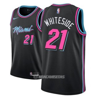 Camiseta Miami Heat Hassan Whiteside #21 Ciudad 2018 Negro