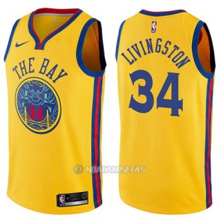 Camiseta Golden State Warriors Shaun Livingston #34 Chinese Heritage Ciudad 2017-18 Amarillo