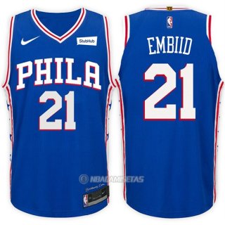 Camiseta Philadelphia 76ers Joel Embiid #21 2017-18 Azul