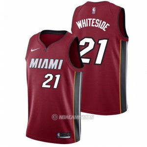 Camiseta Autentico Miami Heat Whiteside #21 2017-18 Rojo