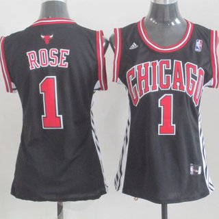 Camiseta Mujer de Rose Chicago Bulls #1 Negro