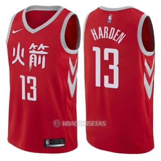Camiseta Houston Rockets Ciudad James Harden #13 2017-18 Rojo