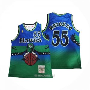 Camiseta Atlanta Hawks Dikembe Mutombo #55 Mitchell & Ness 1996-97 Verde