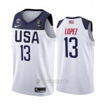 Camiseta USA Brook Lopez #13 2019 FIBA Basketball World Cup Blanco