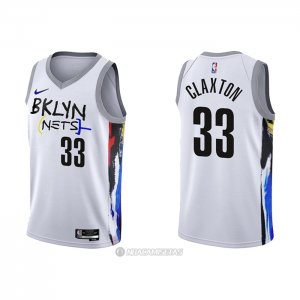 Camiseta Brooklyn Nets Nicolas Claxton #33 Ciudad 2022-23 Blanco