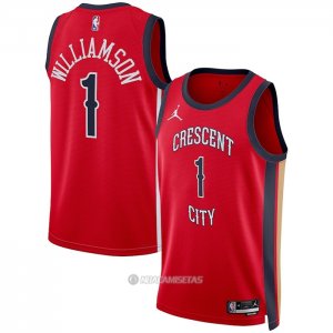 Camiseta New Orleans Pelicans Zion Williamson #1 Statement 2023-24 Rojo