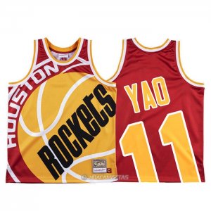 Camiseta Houston Rockets Yao Ming #11 Mitchell & Ness Big Face Rojo