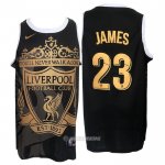 Camiseta Los Angeles Lakers Lebron James #23 Liverpool Negro